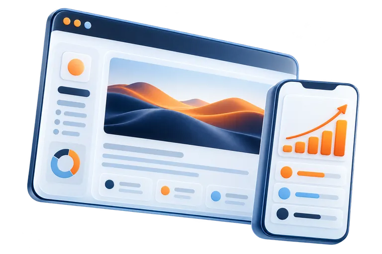 Web sitesi arayüzü ve dijital performans göstergelerini temsil eden görsel.