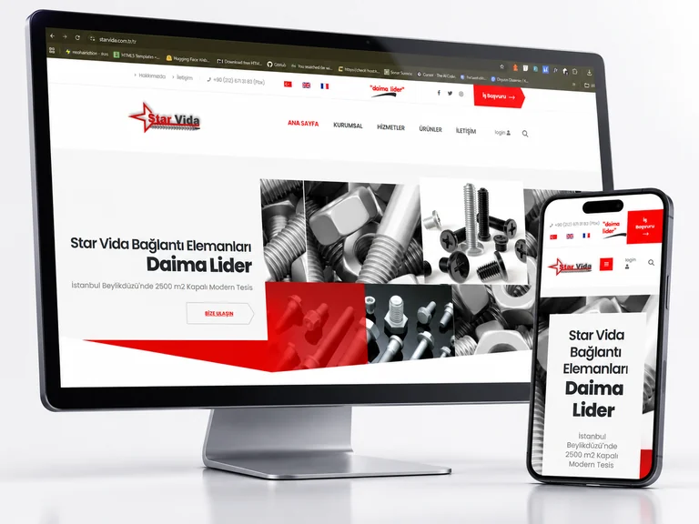 Star Vida web sitesinin masaüstü ve mobil görünümünü gösteren mockup