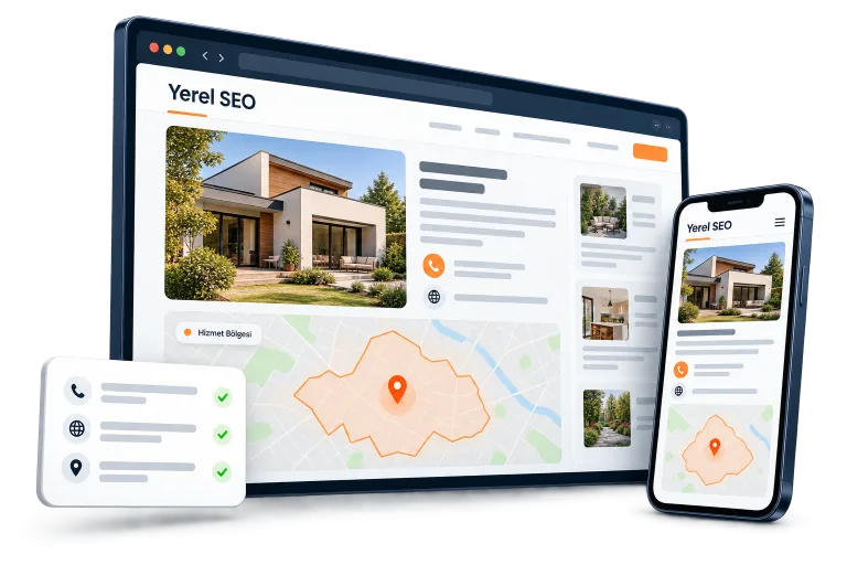 Gerçek hizmet bölgesi ve tutarlı iletişim bilgilerini gösteren örnek yerel hizmet web sitesi