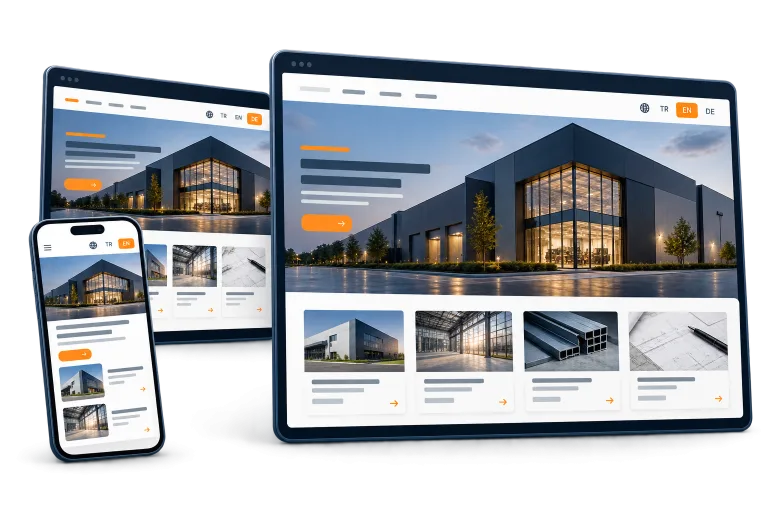 Türkçe, İngilizce ve Almanca dil seçenekleriyle kurumsal web sitesi