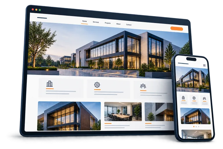 Kurumsal web sitesinin masaüstü ve mobil görünümü